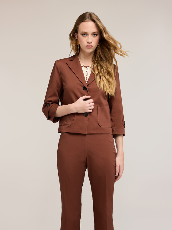 Veste manches trois-quarts en m&eacute;lange de coton