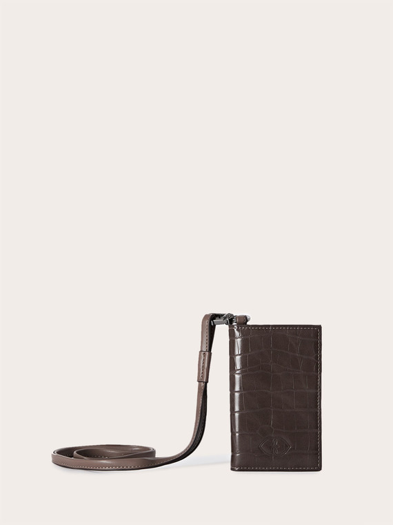 Porte-cartes en tissu enduit imprimé crocodile