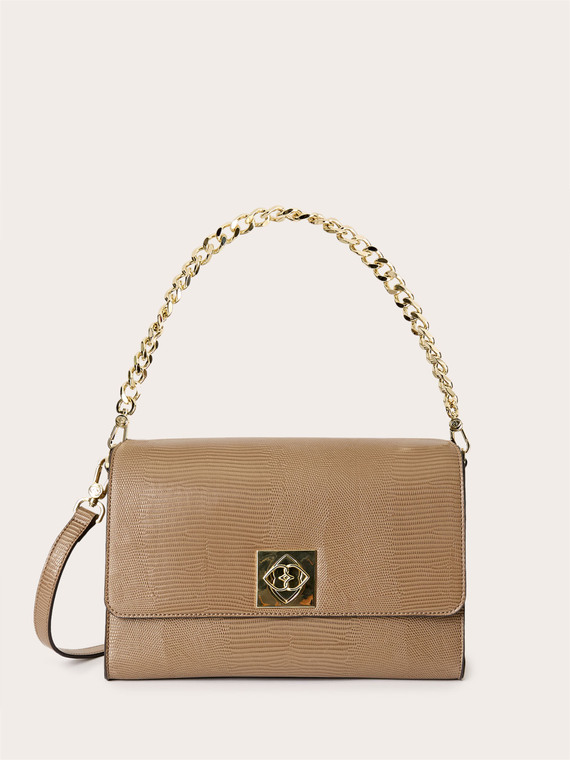 Shoulder bag with chain and twist lock