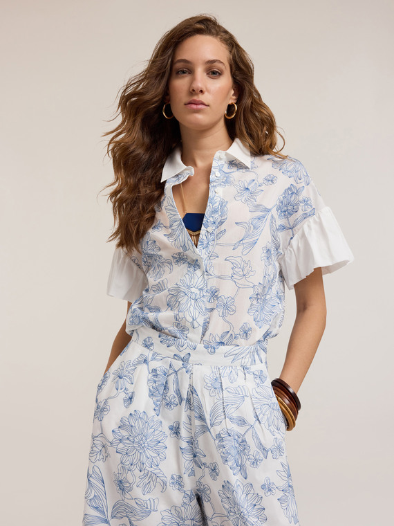 Chemise en coton avec broderie florale
