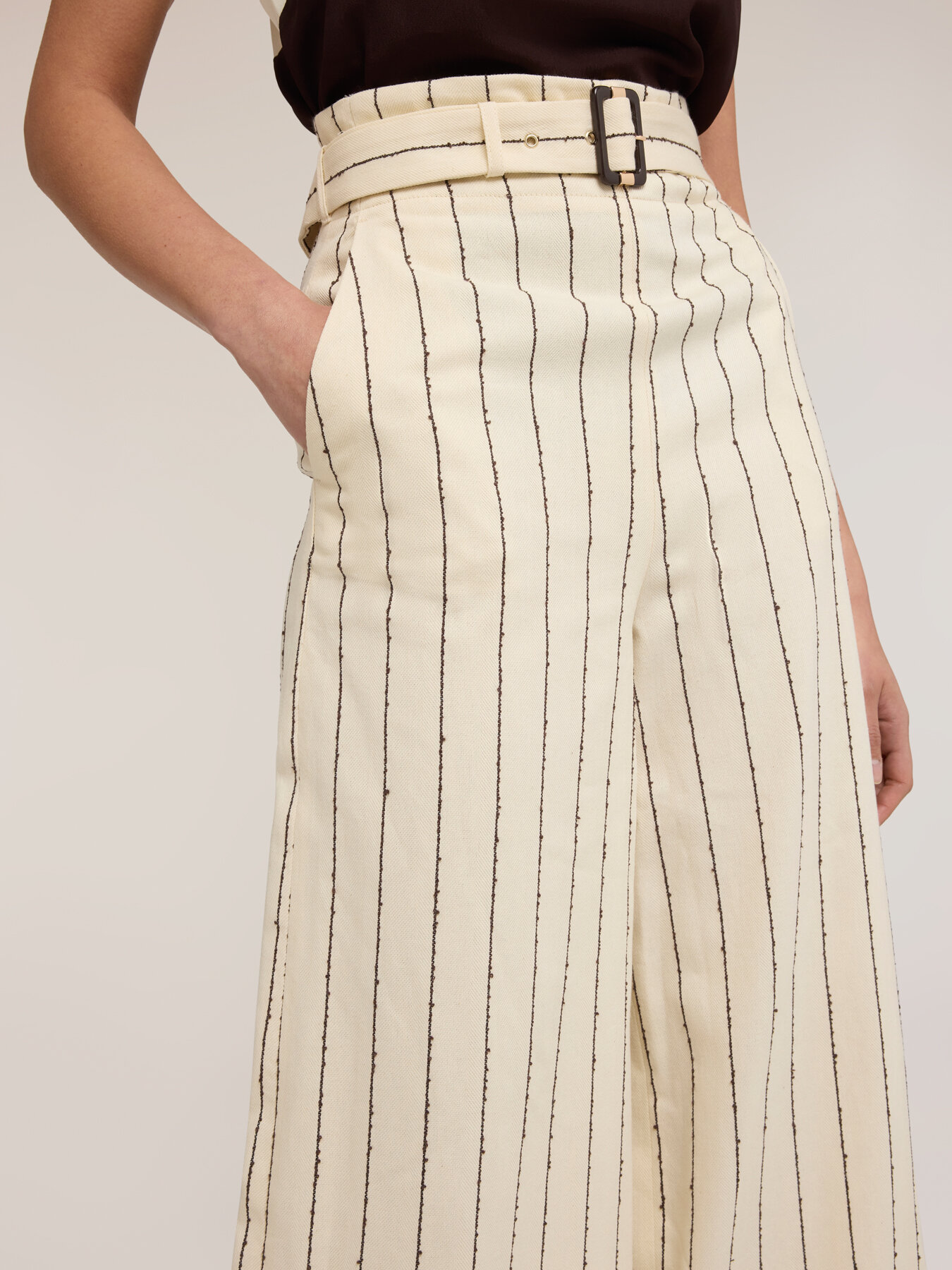 Pinstripe palazzo pants The Tailoring Lab image number 3