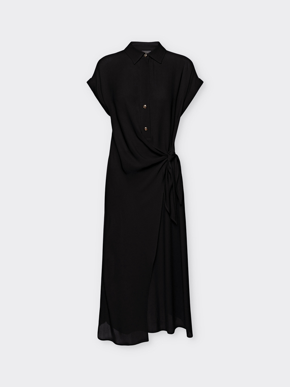 Vestido camisa com nó lateral