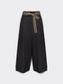 Pantaloni cropped popeline vita alta con cintura image number 4