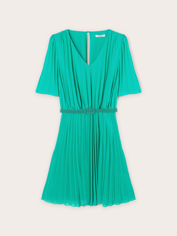 Plissiertes Minikleid mit Gürtel