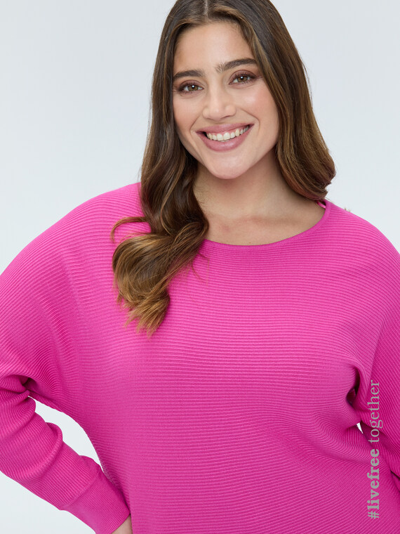 Rippenstrick-Pullover mit Kimono-&Auml;rmeln