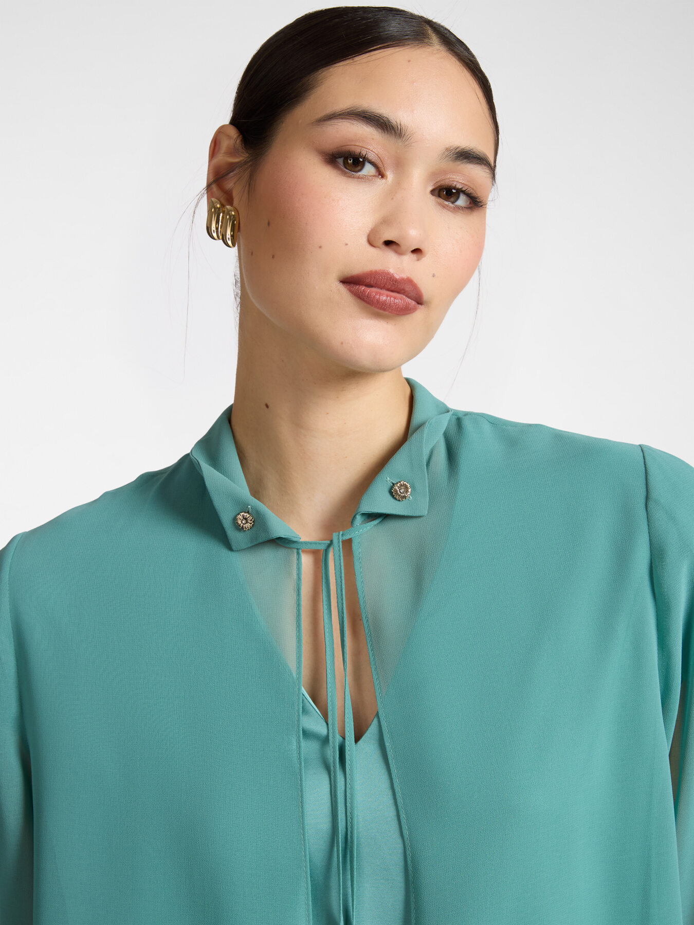 Camicia lunga in georgette image number 3