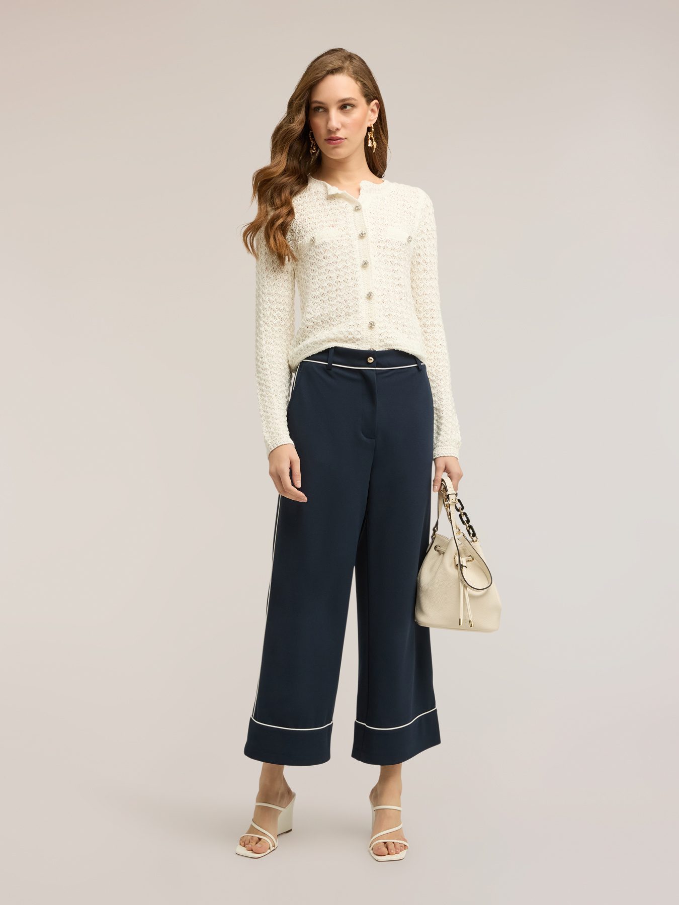 Openwork knit cardigan image number 2