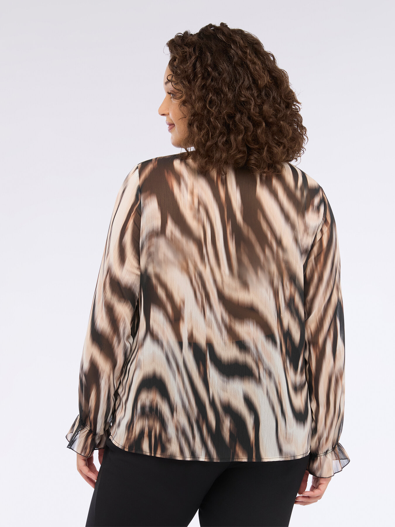 Blusa stampa animalier con fiocco image number 1