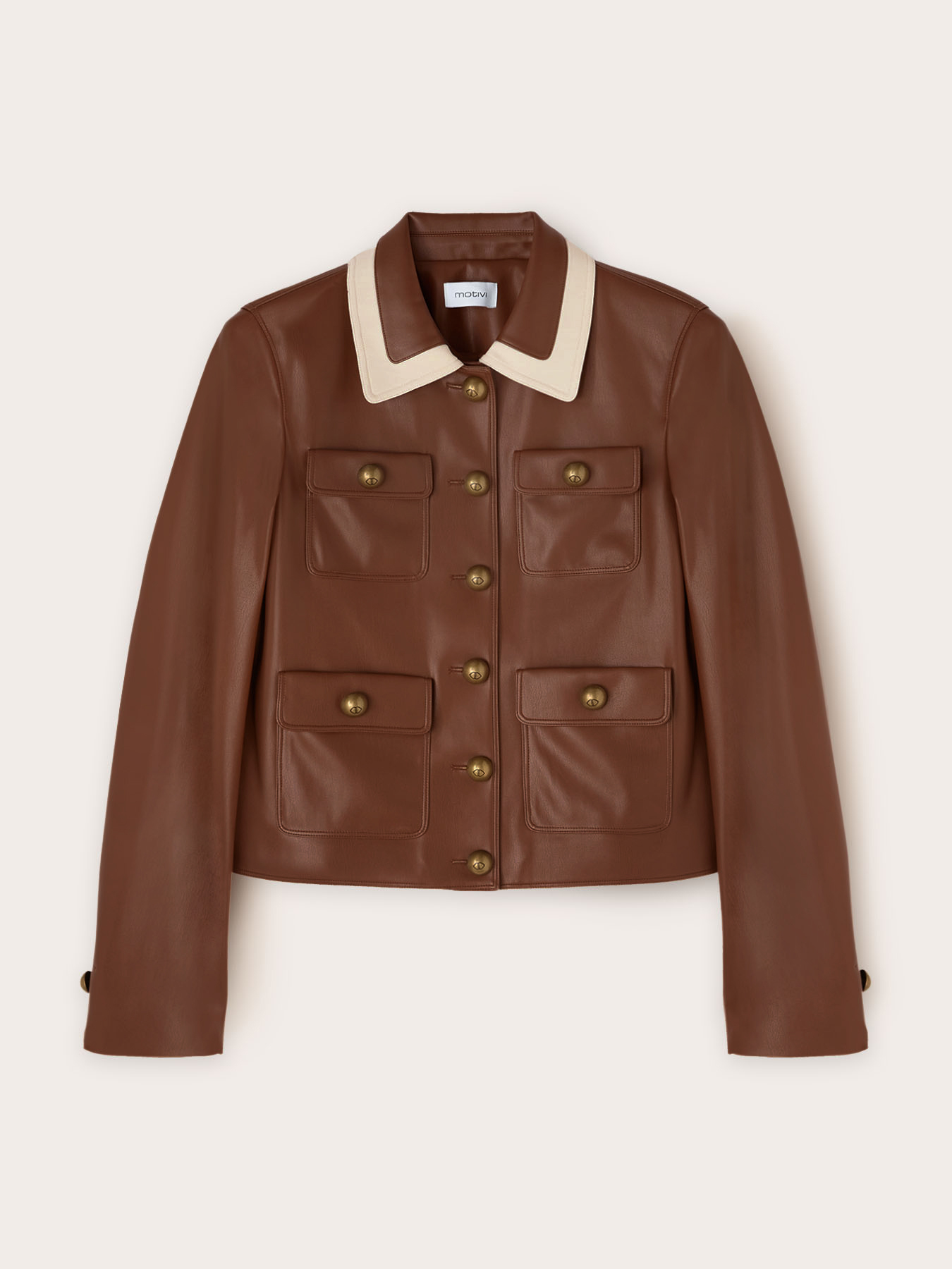 Coated fabric jacket with pockets image number 4