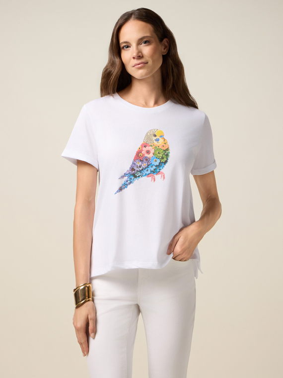 T-shirt with print and appliqués