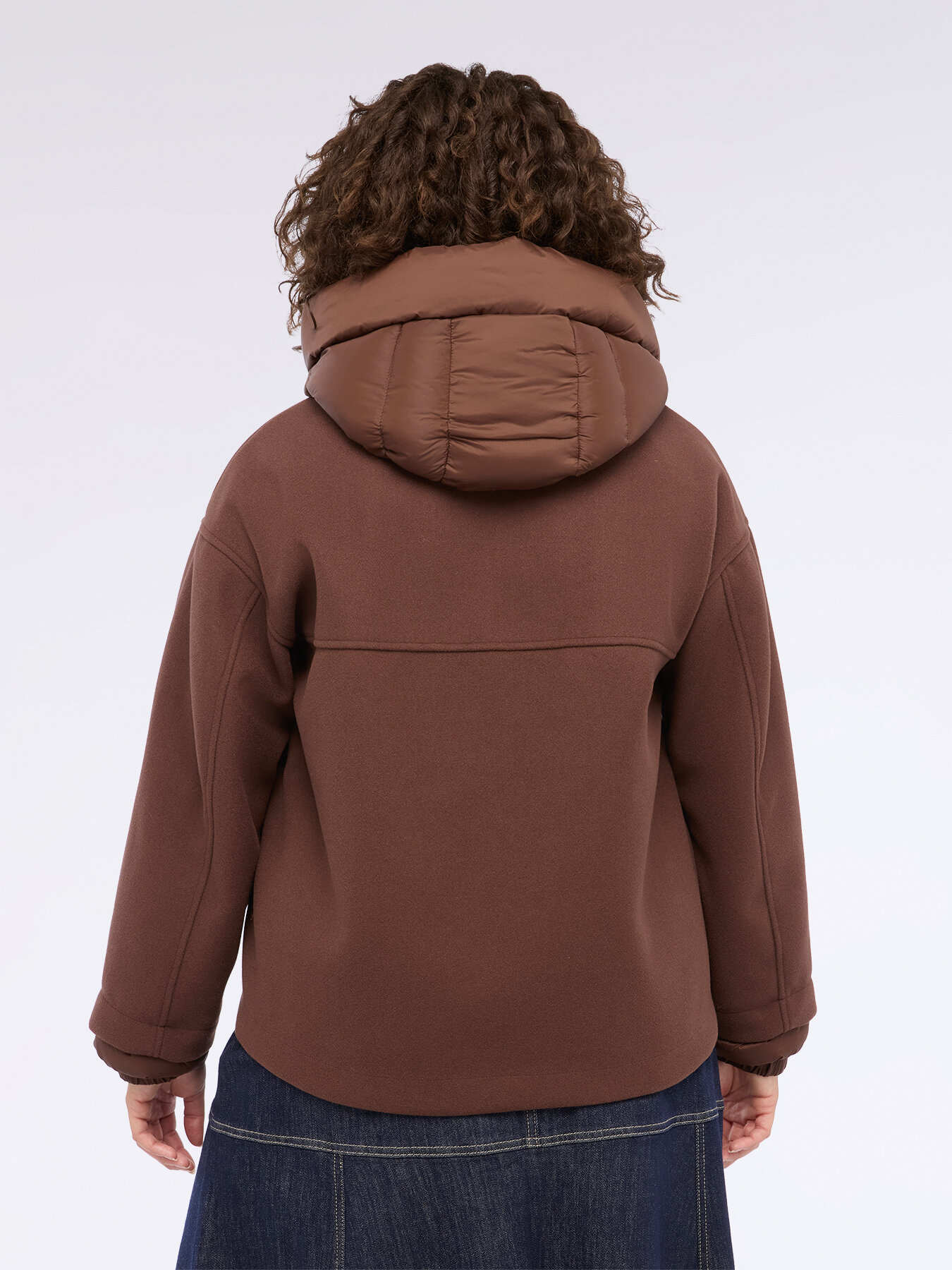 Giacca bimaterica con cappuccio e zip image number 1