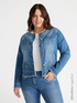 Giubbotto in denim con ricamo in perle image number 1