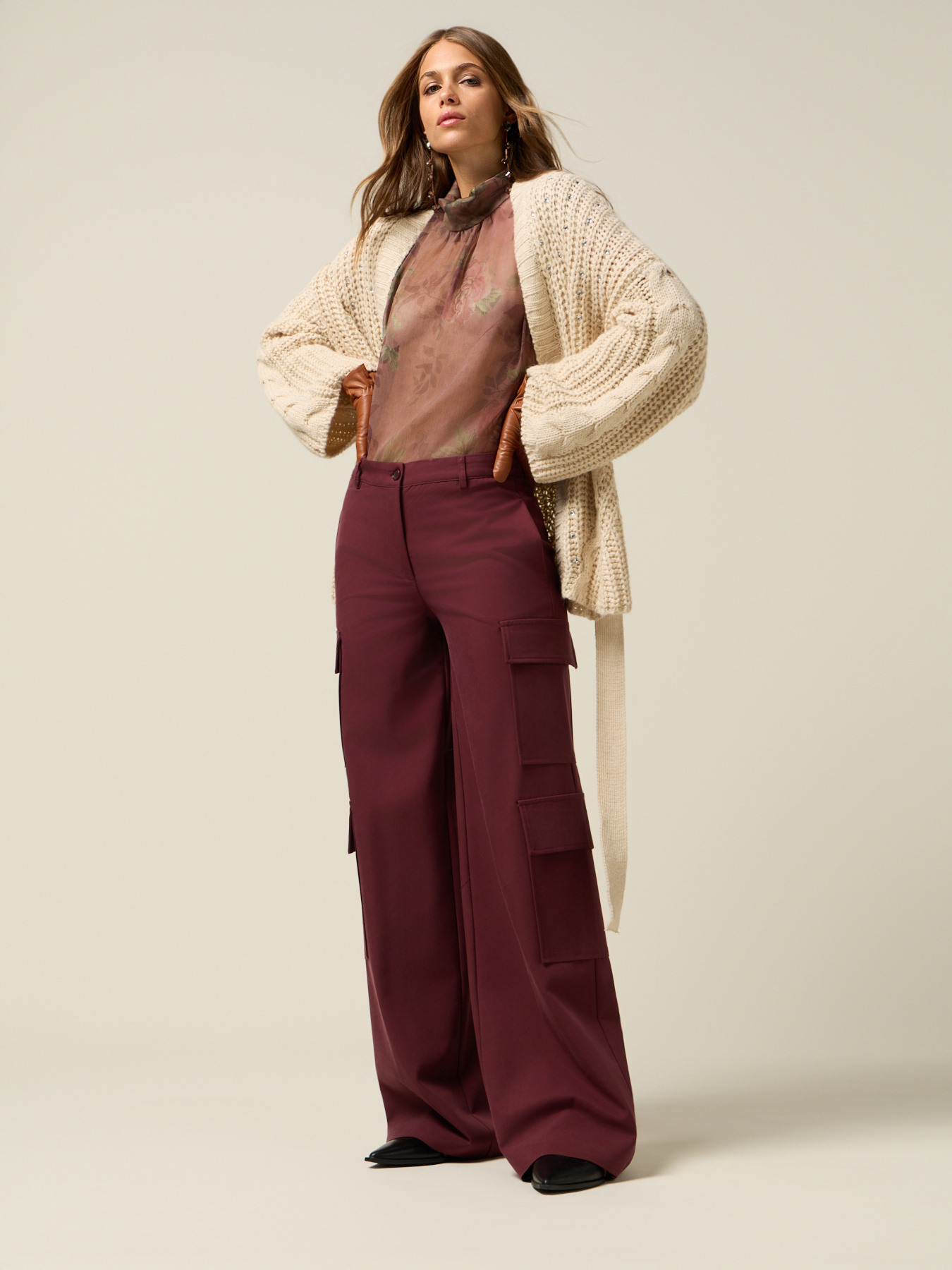 Pantaloni cargo din amestec de vâscoză image number 0