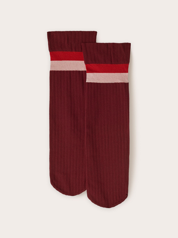 Calze corte velate con bordo a righe