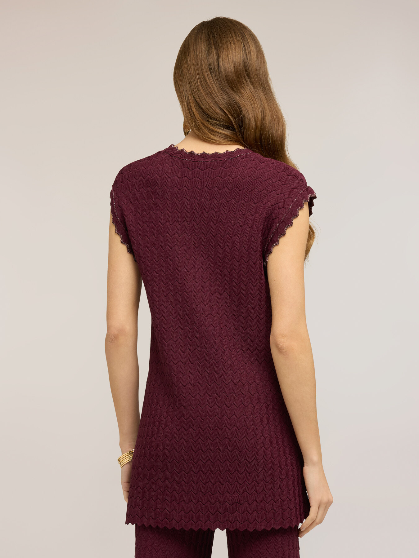 Viscose blend sweater with lace detailing image number 1