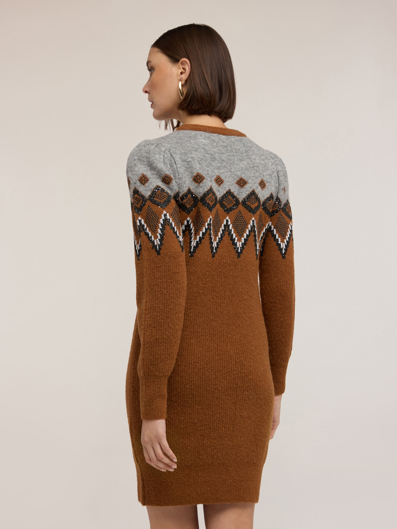 Robe jacquard &agrave; manches bouffantes image number 1