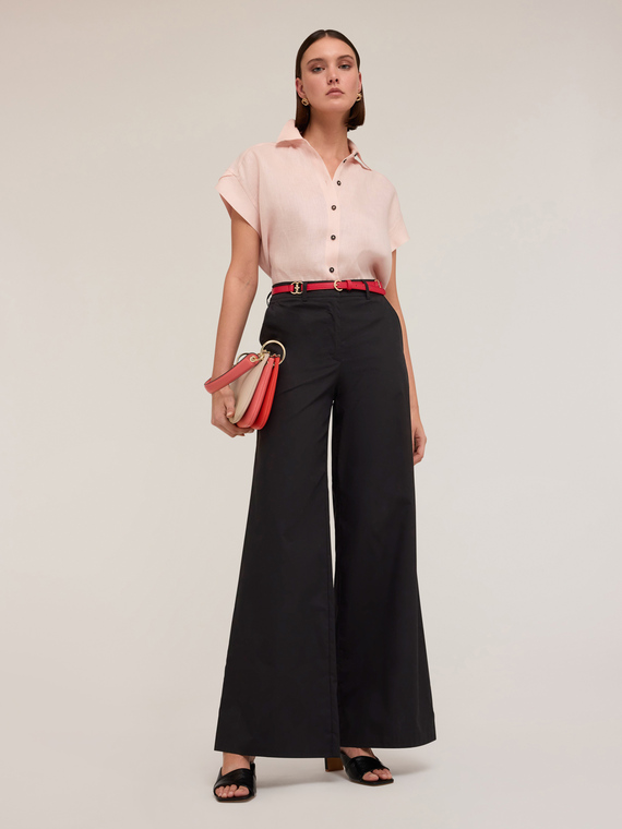 Short-sleeved linen shirt