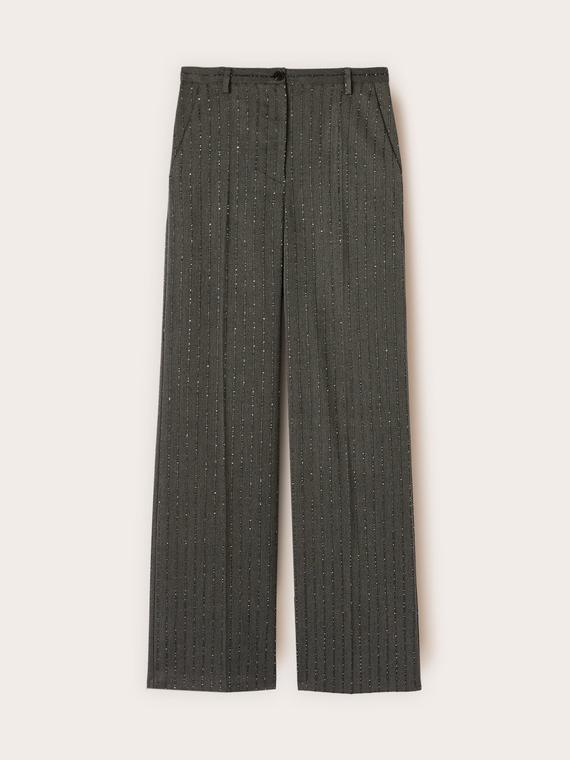 Pantaloni palazzo &icirc;n dungi cu micro paiete