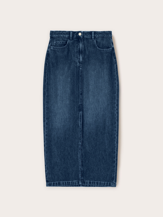 Longuette-Rock aus Denim
