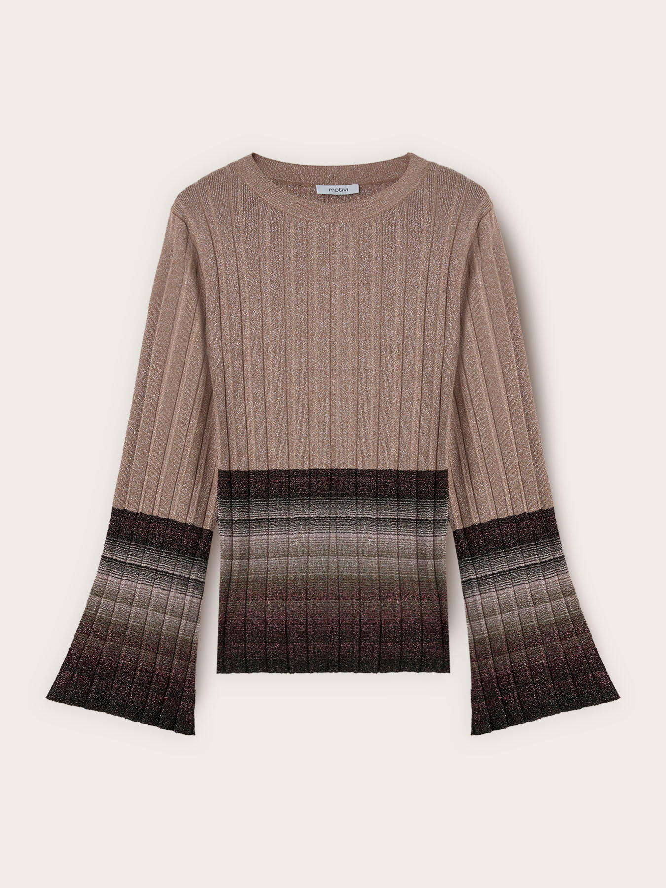 Rippenstrick-Pullover mit Glocken&auml;rmeln image number 4