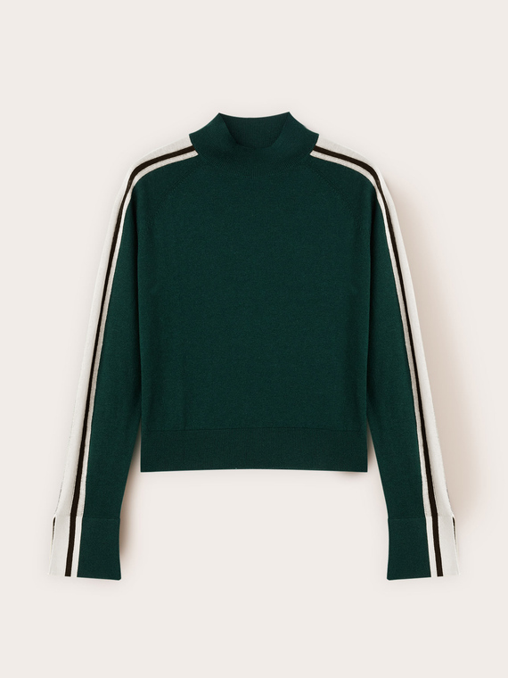 Maglia dolcevita bicolore in misto seta