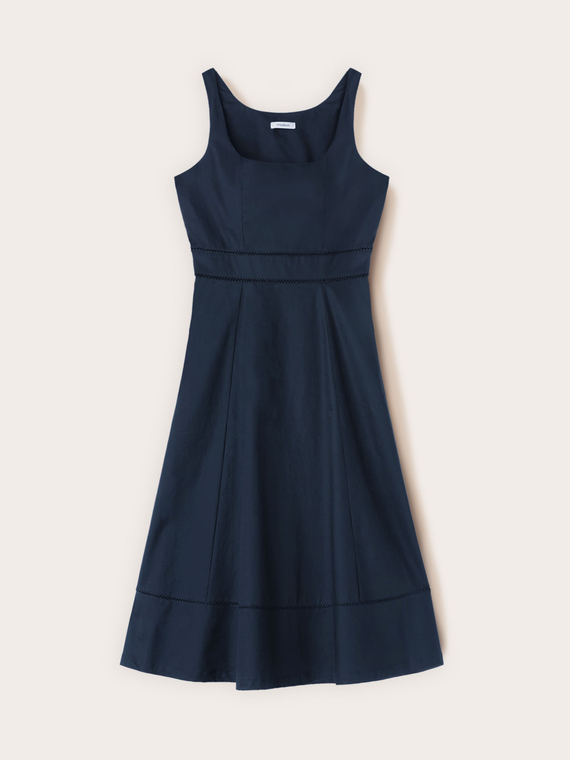Rochie evazată din poplin cu ajur