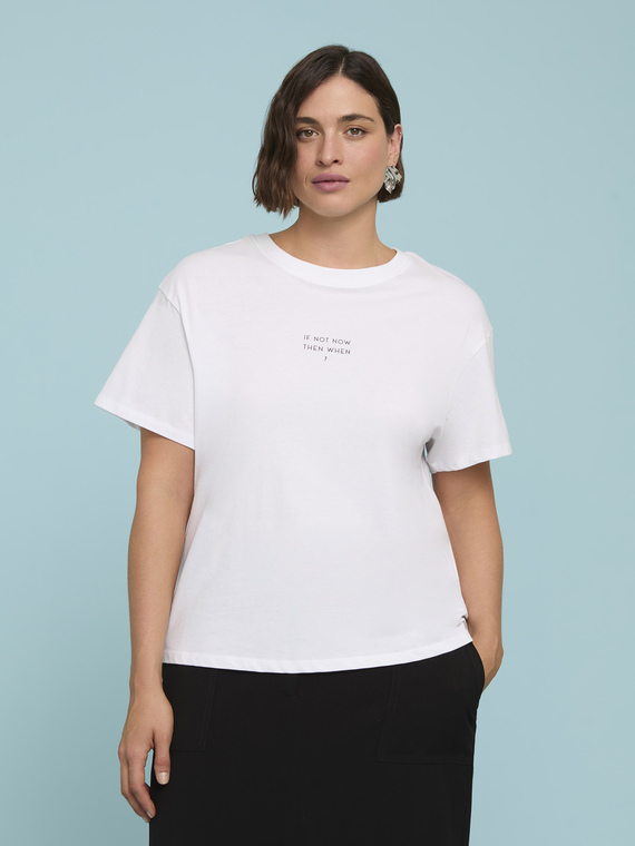 Baumwoll-Jersey-T-Shirt mit motivierendem Aufdruck