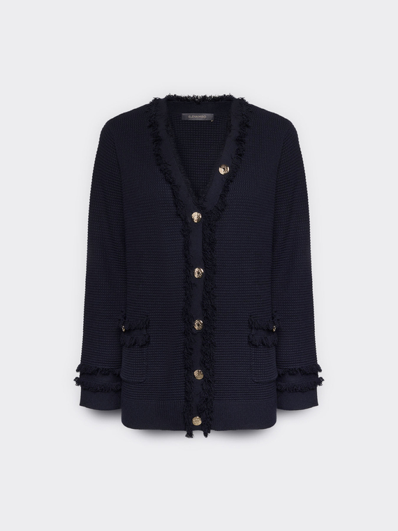 Cardigan en viscose m&eacute;lang&eacute;e avec franges