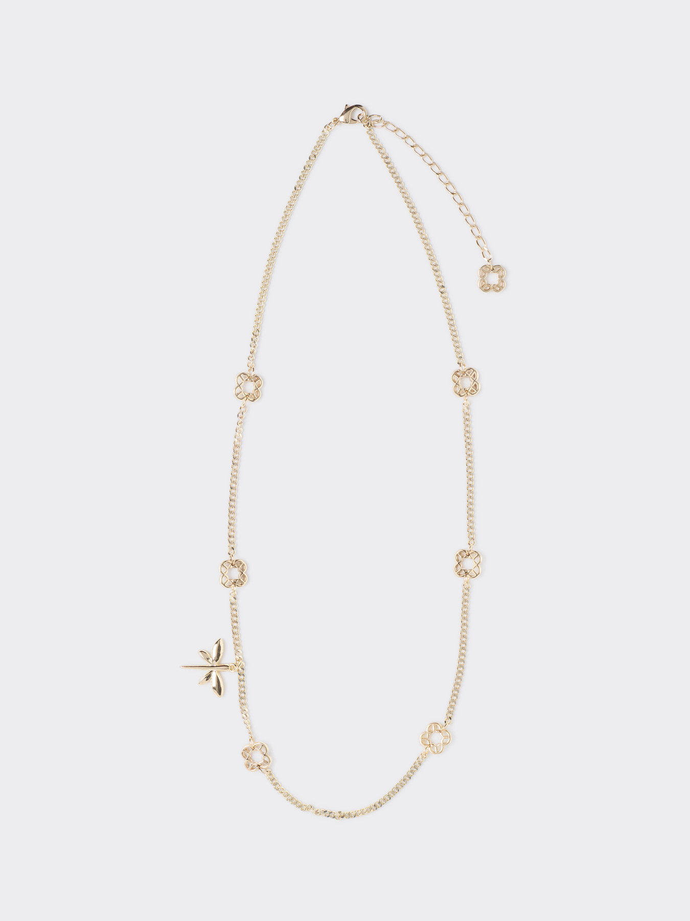 Long necklace with dragonfly and Monogram pendants image number 0