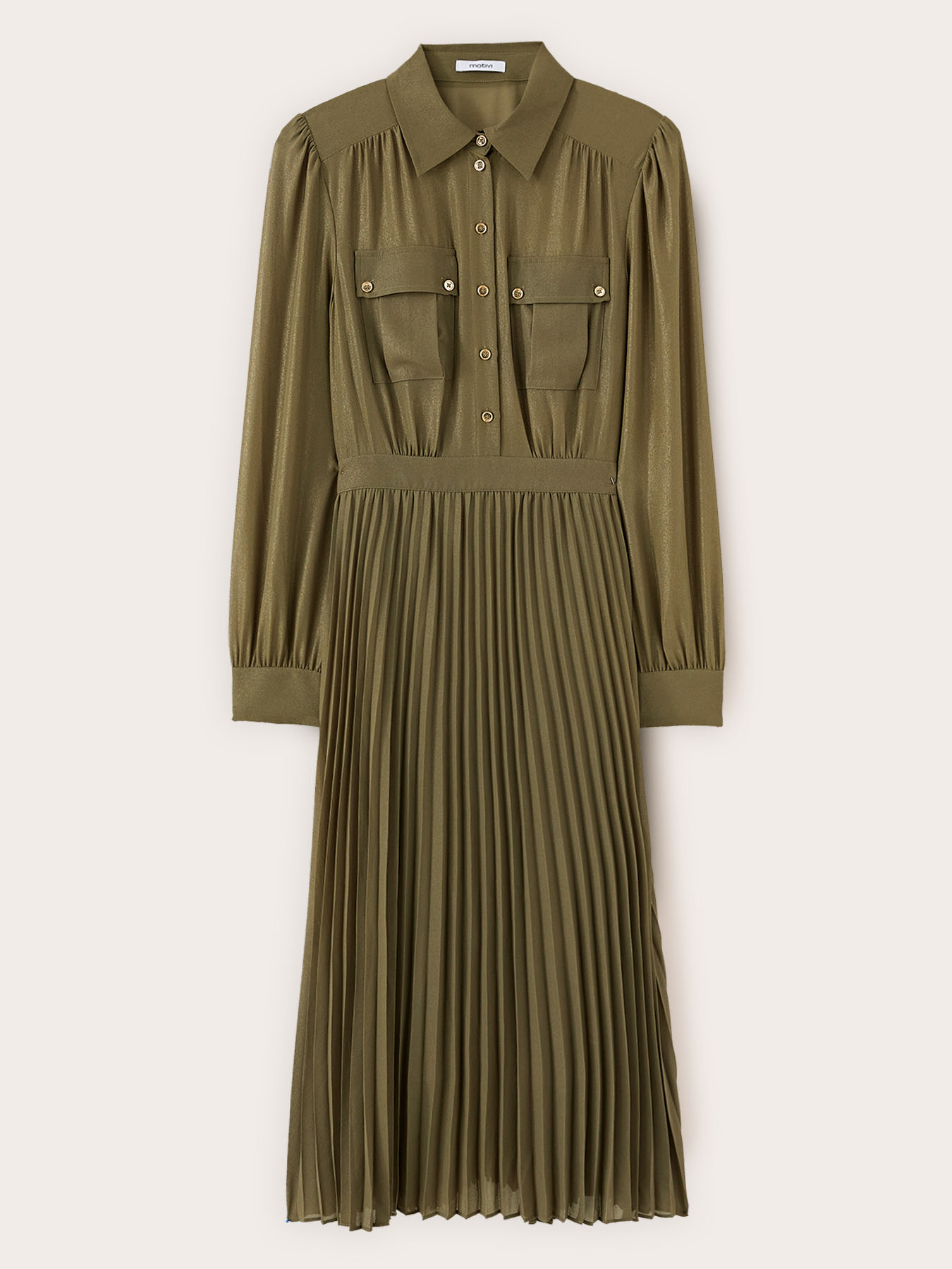 Pleated georgette shirtdress image number 4
