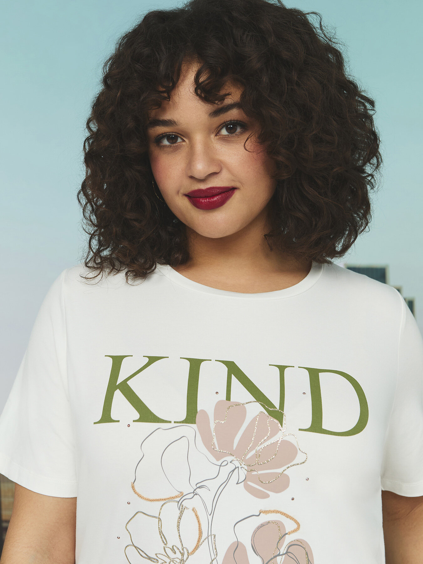 Cotton t-shirt with floral print image number 0