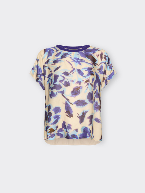 T-shirt in due tessuti con stampa