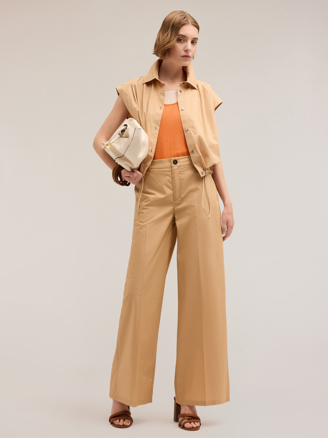 Wide leg cotton trousers image number 0
