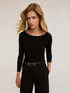 Boat neck top in flat rib knit image number 2