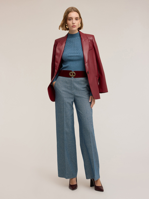 Ribbed turtleneck sweater with jewel buttons