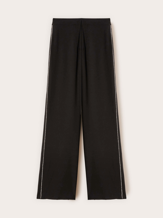 Pantalon palazzo avec passepoil bijou