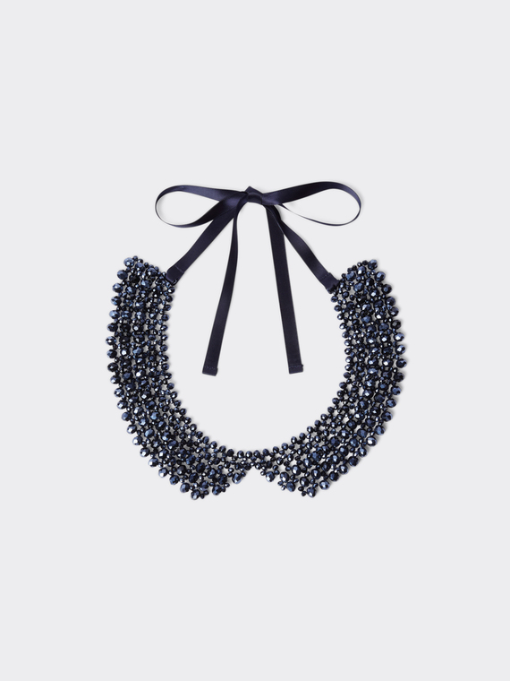 Glass beads and ribbon collar