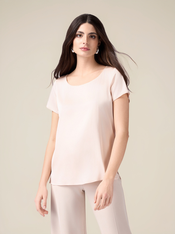 Viscose blend satin T-shirt