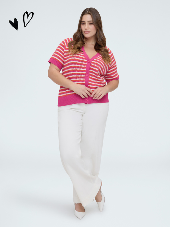Cardigan a righe in misto cotone