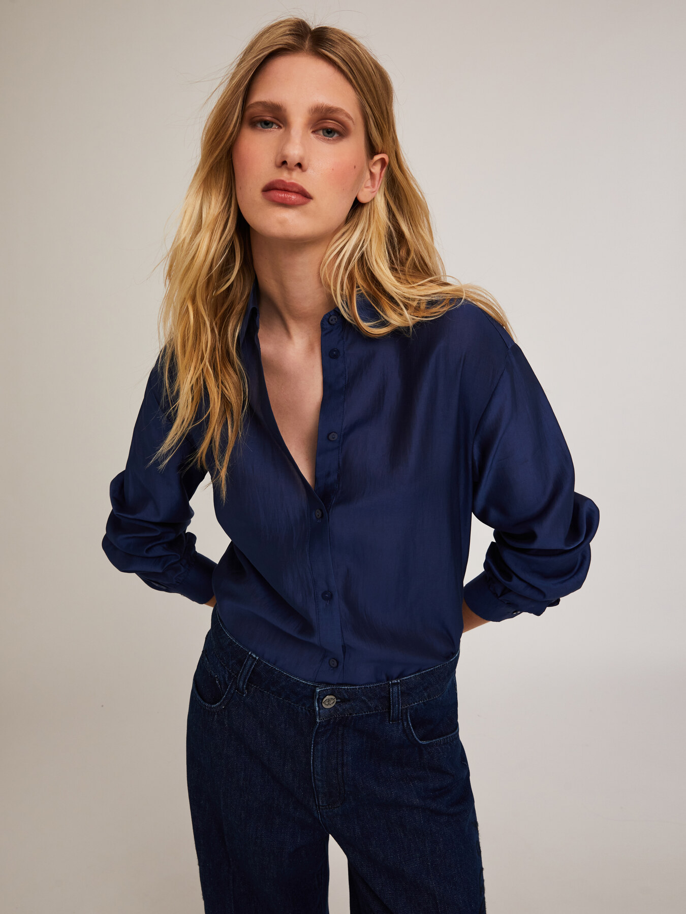 Chemise en lyocell mélangé à teinte unie image number 0