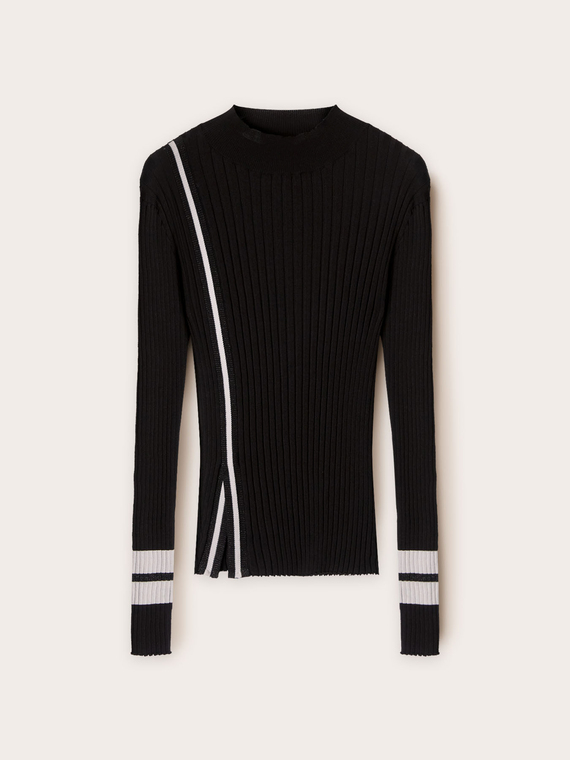 Pull col cheminée avec fente dans le bas
