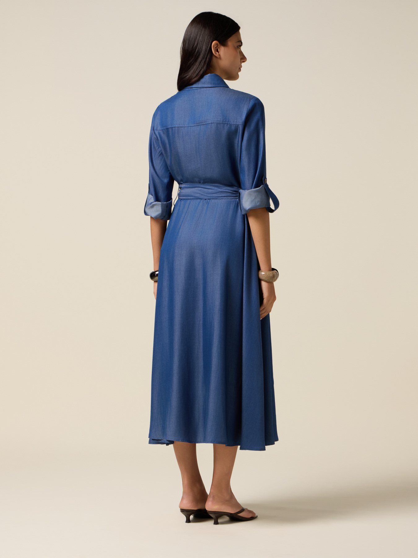 Vestito chemisier in tencel effetto denim image number 1