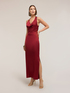 Rochie lungă din satin cu drapaj image number 0