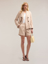 Linen blend pinstriped fabric shorts image number 2