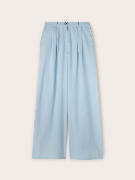 Pleated palazzo trousers in lyocell blend