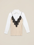 Two-material shirt with lace image number 3