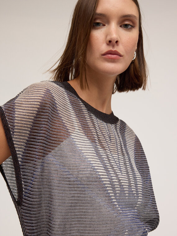 Maglia kimono fantasia geometrica con top