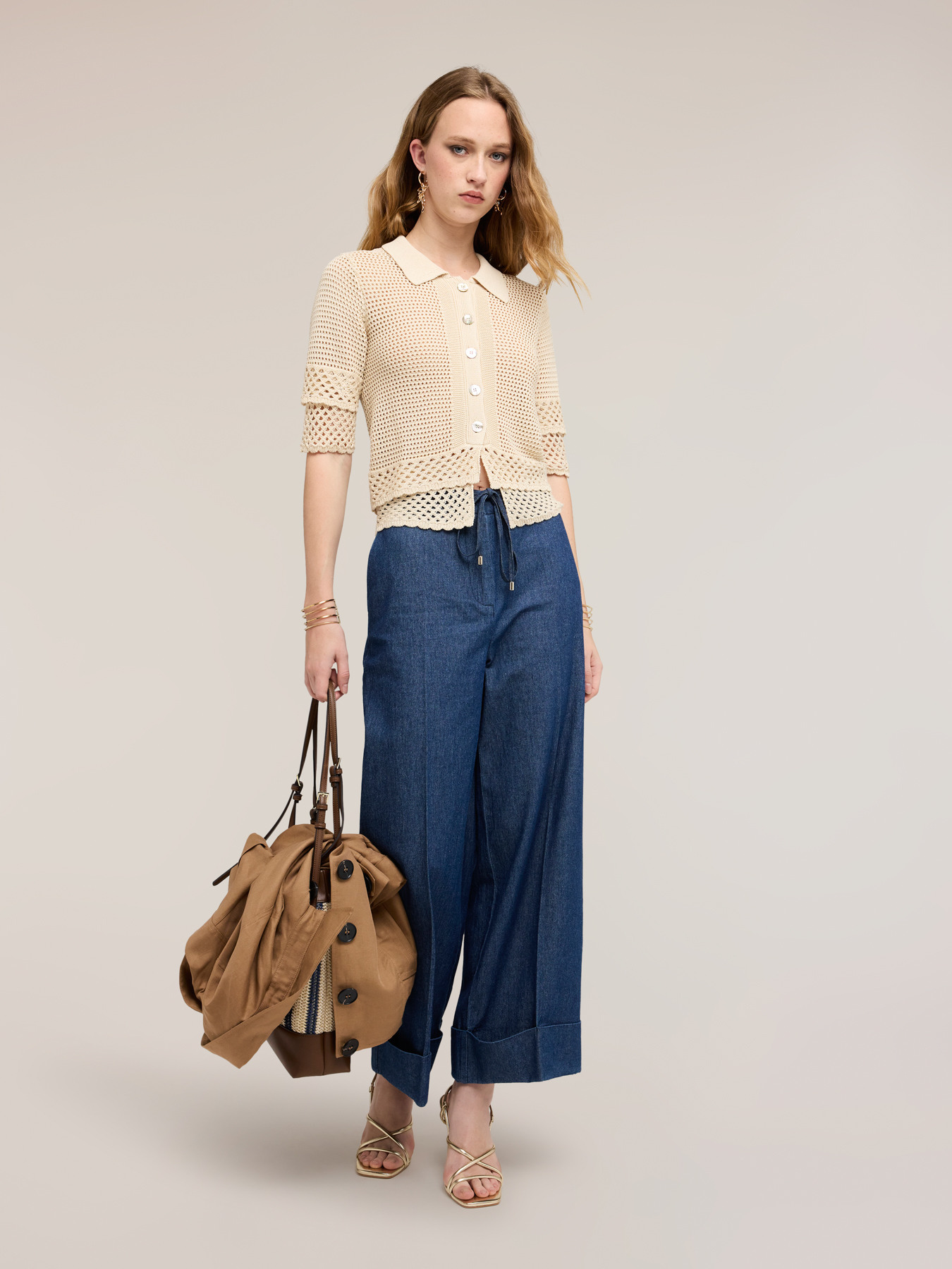 Openwork cardigan in fine knit image number 0