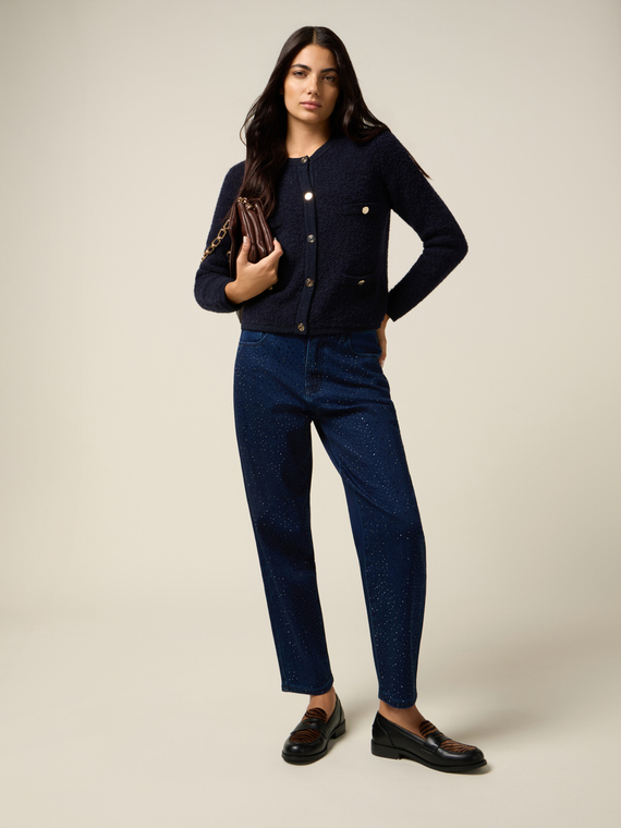 Jeans regular con cristalli