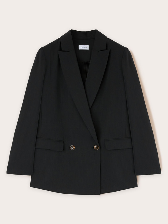 Double-breasted blazer with pleated back